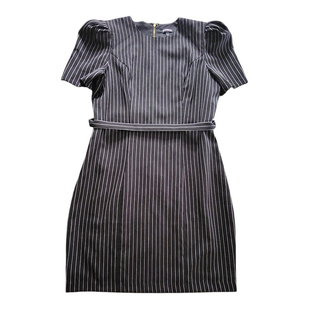 Express Women's Pinstripe Romper Size 14 Black White NWOT Bow Preppy Zipper